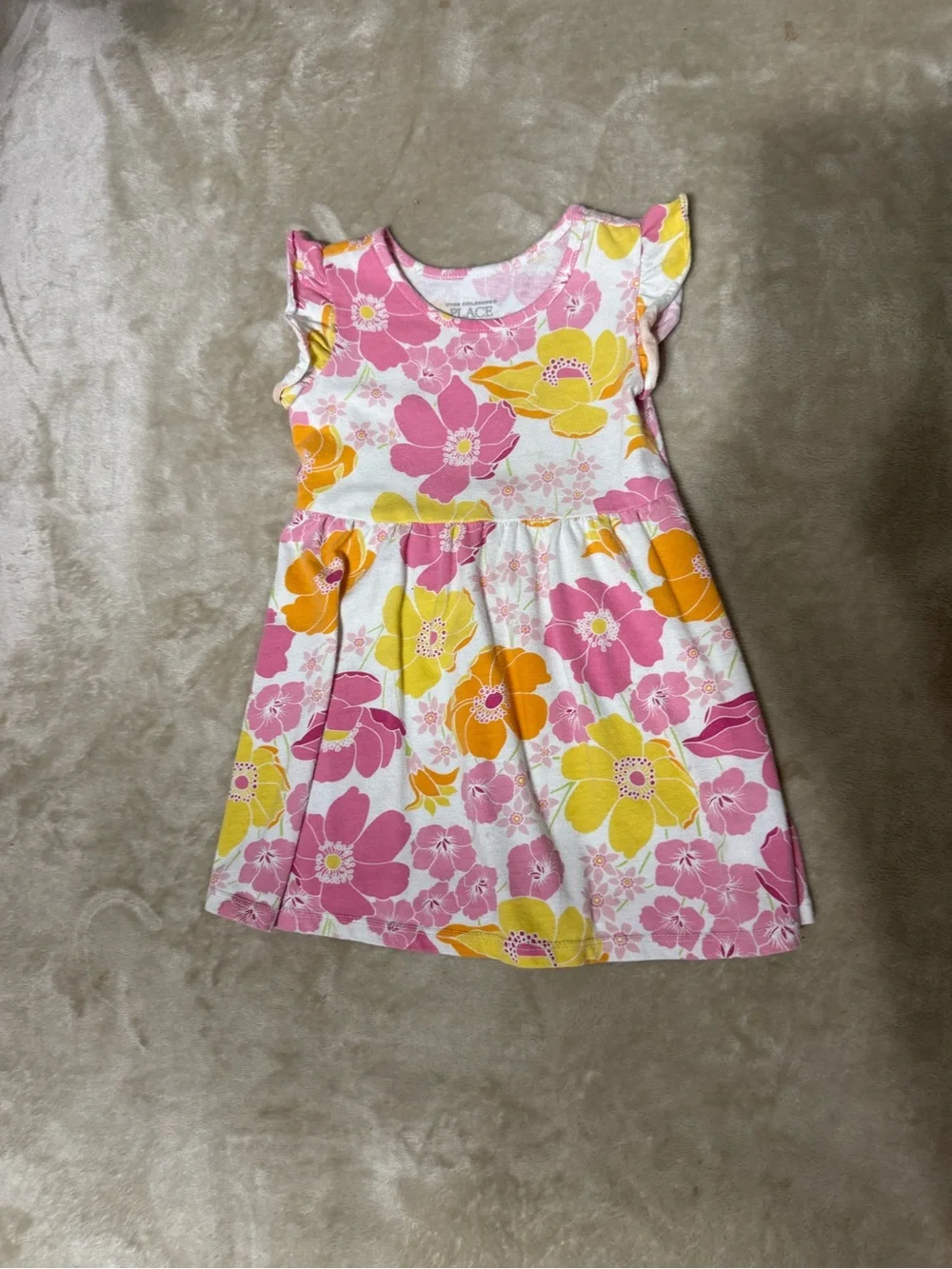 The Children's Place Pink, Yellow & Orange Floral Casual Dress